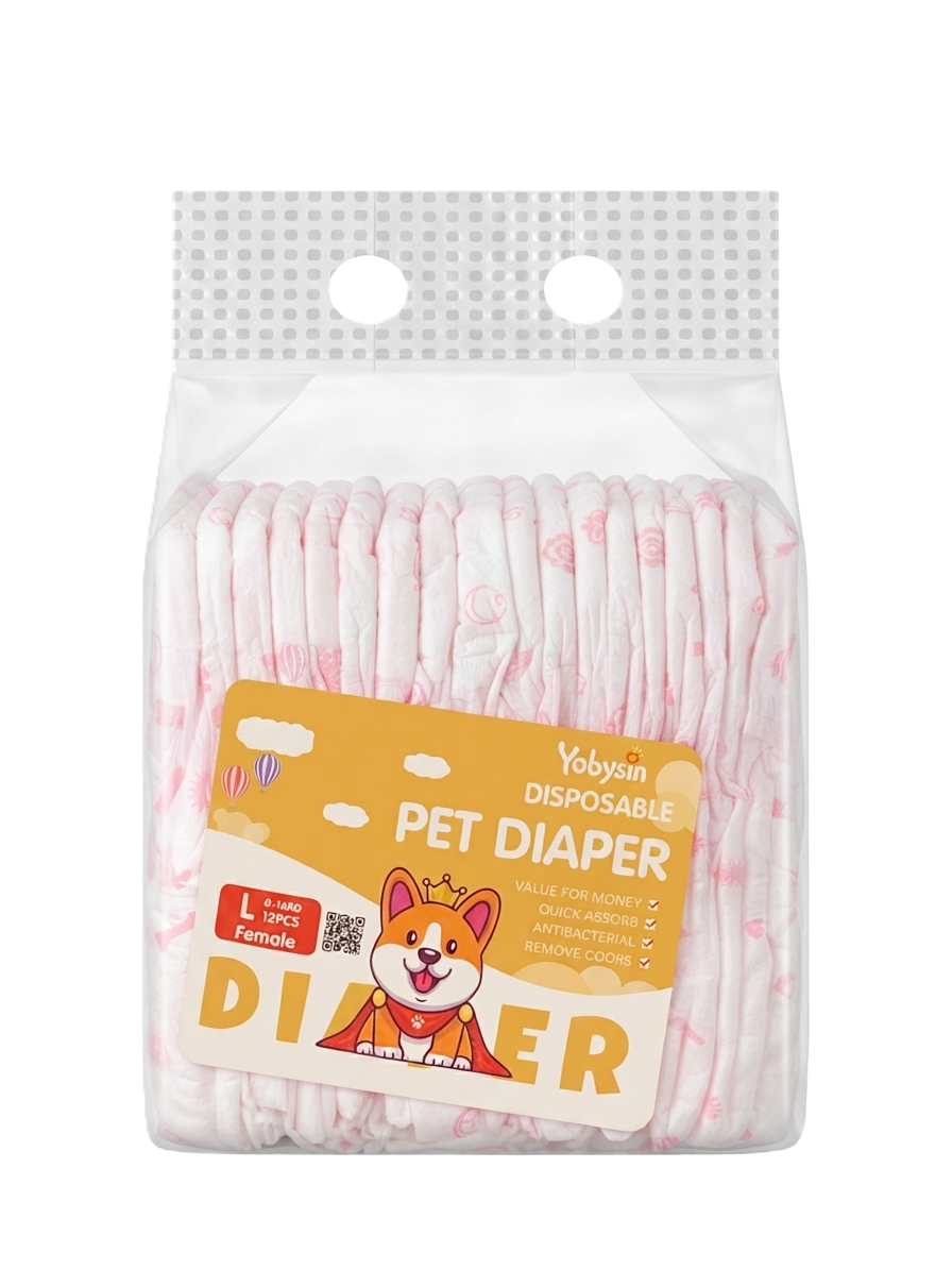 Yobysin Female Pet Diaper - L (6-16 KG, 12 PCS)
