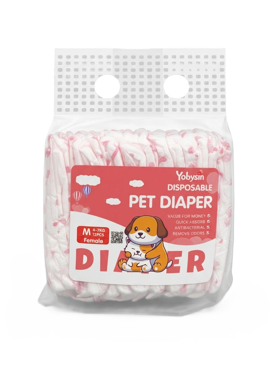 Yobysin Female Pet Diaper - M (4-7 KG, 12 PCS)