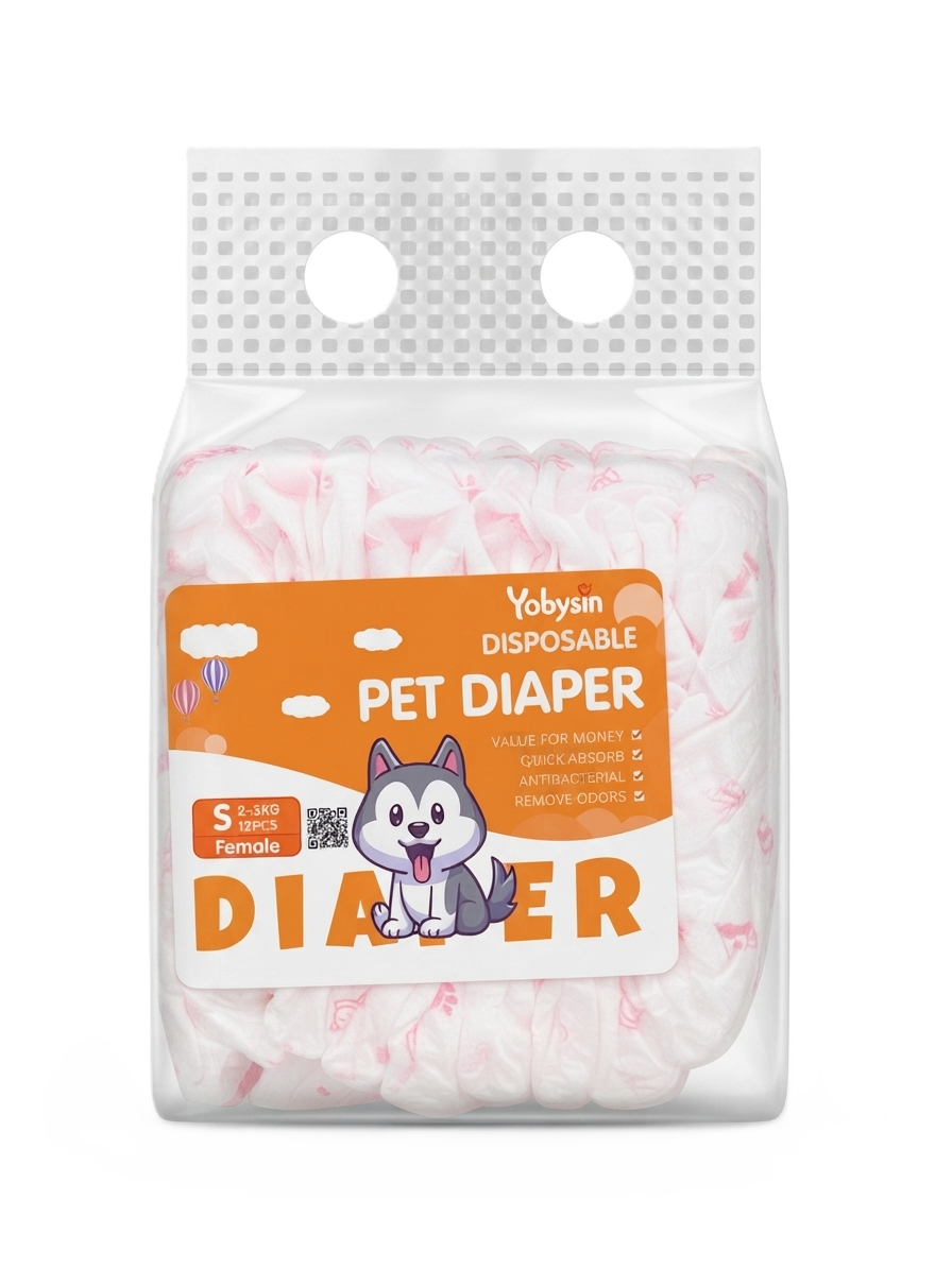 Yobysin Female Pet Diaper - S (2-5 KG, 12 PCS)