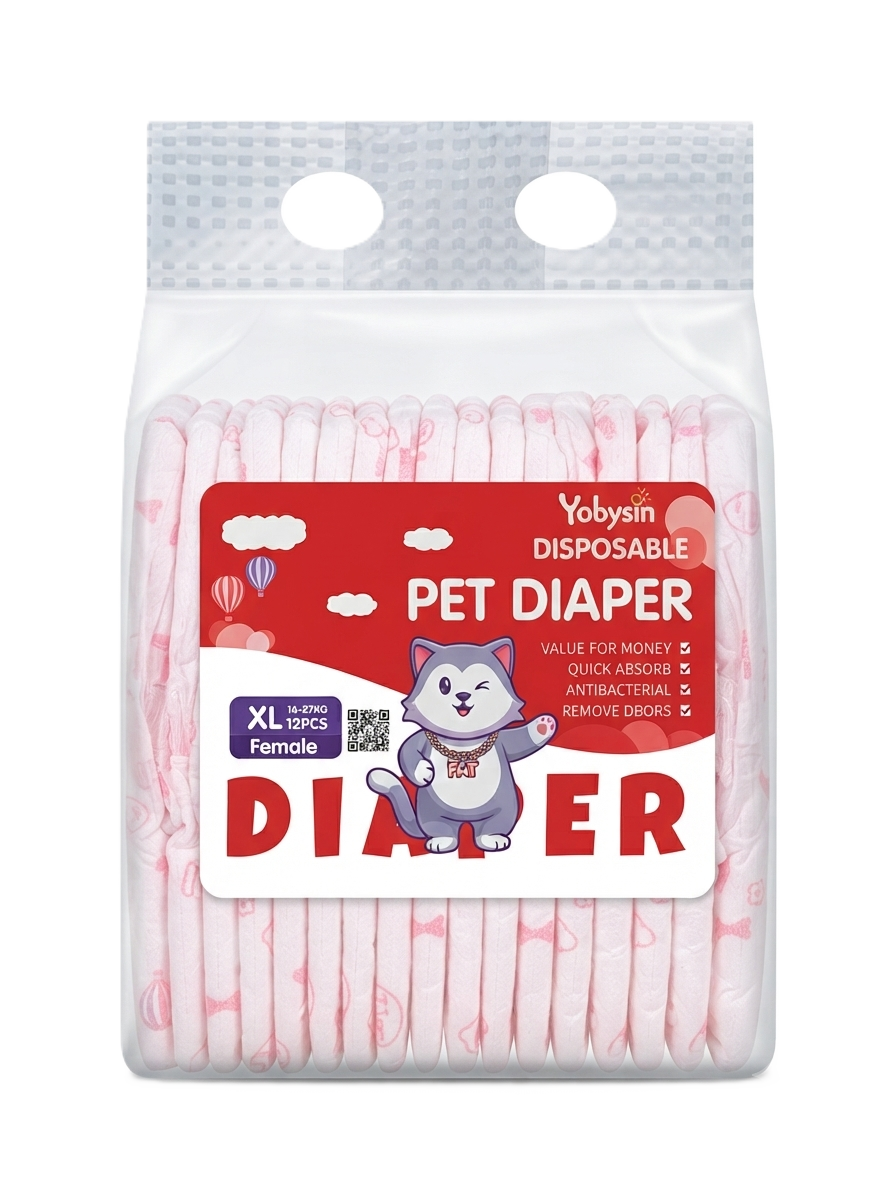 Yobysin Female Pet Diaper - XL (16-27 KG, 12 PCS)
