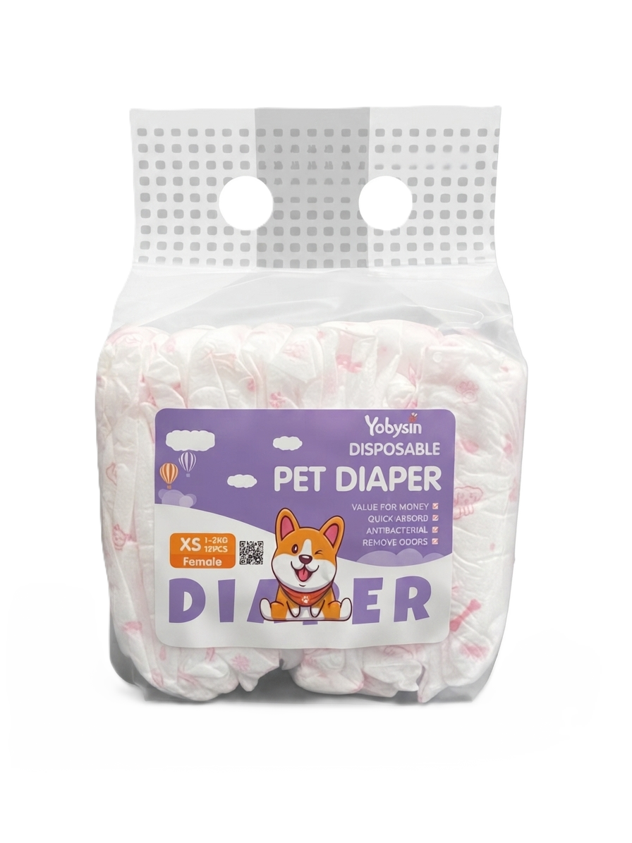 Yobysin Female Pet Diaper - XS (2-3 KG 12 PCS)