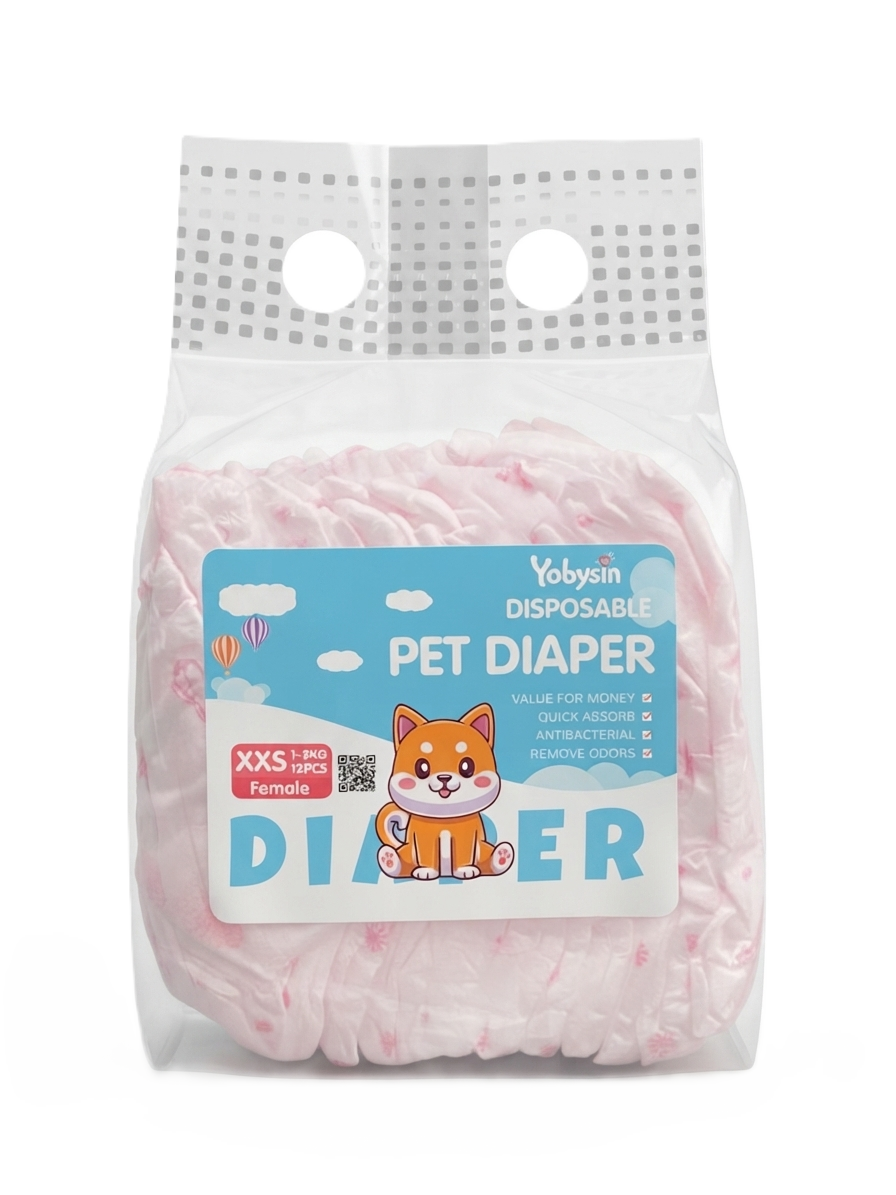 Yobysin Female Pet Diaper - XXS (1-2 KG, 12 PCS)