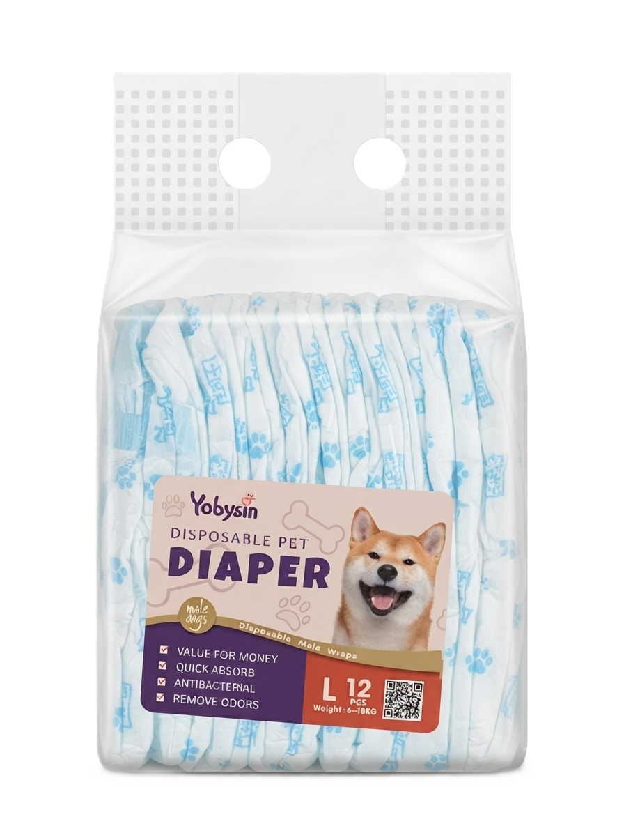 Yobysin Male Pet Diapers - L (6-18 KG, 12 PCS)