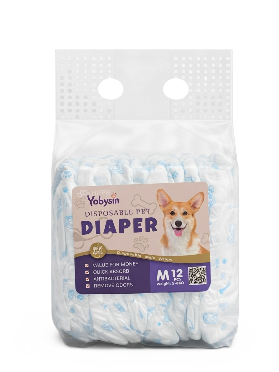 Yobysin Male Pet Diapers - M (4-8 KG, 12 PCS)