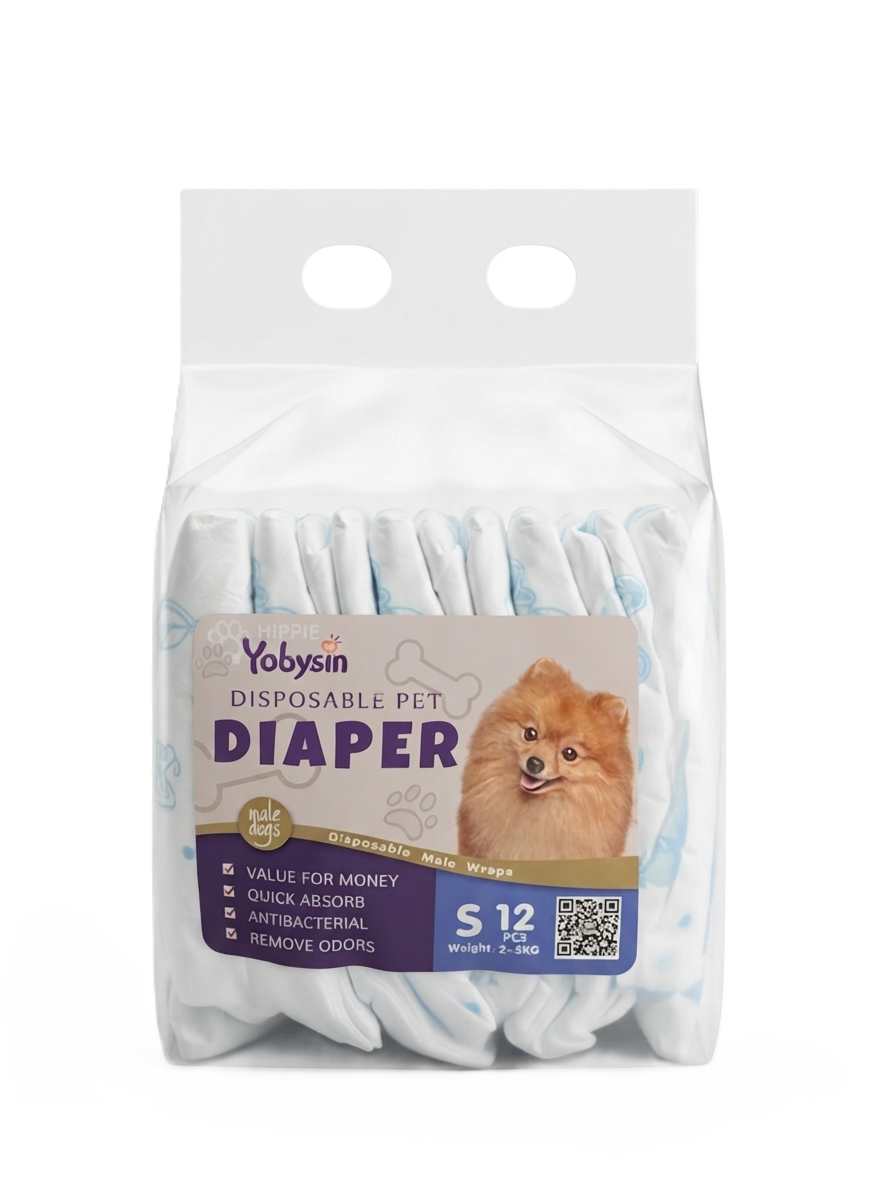 Yobysin Male Pet Diapers - S (2-5 KG, 12 PCS)