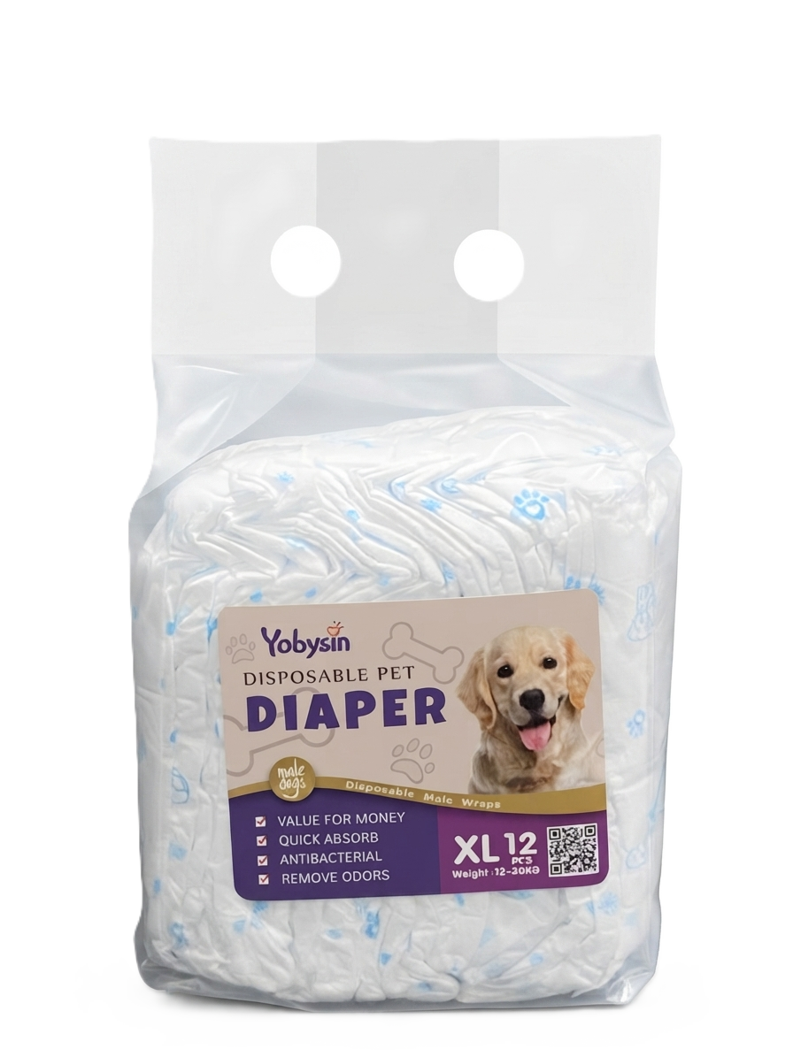Yobysin Male Pet Diapers - XL (12-30 KG, 12 PCS)